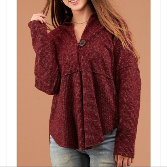 FLASH SALE🔥Soft Burgundy Button Pullover - Picture 3 of 6